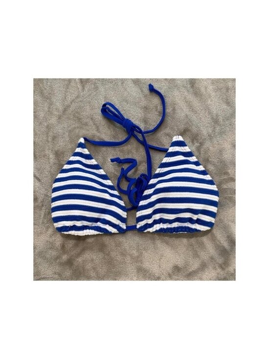 Other - Striped Blue & White Triangle Bikini Top - Women